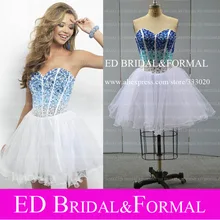 Real Sample Bild Foto Short Prom Dresses Tulle Schatz Schweres Wulstiges Sparkly Homecoming Party Kleid