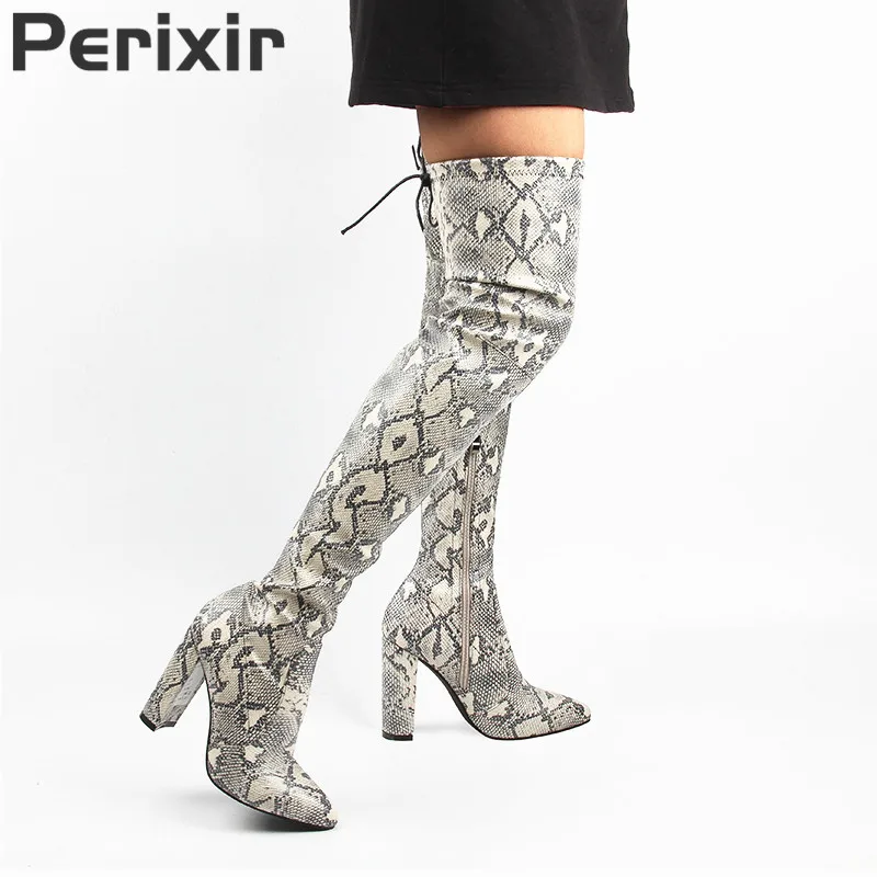 snake boots knee high