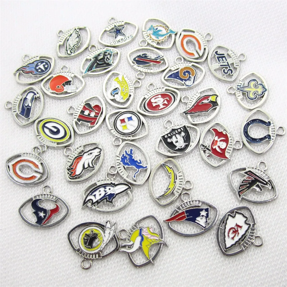 Wholesale 320pcs Mix 32 Designs Enamel Football Dangle Charms Hanging