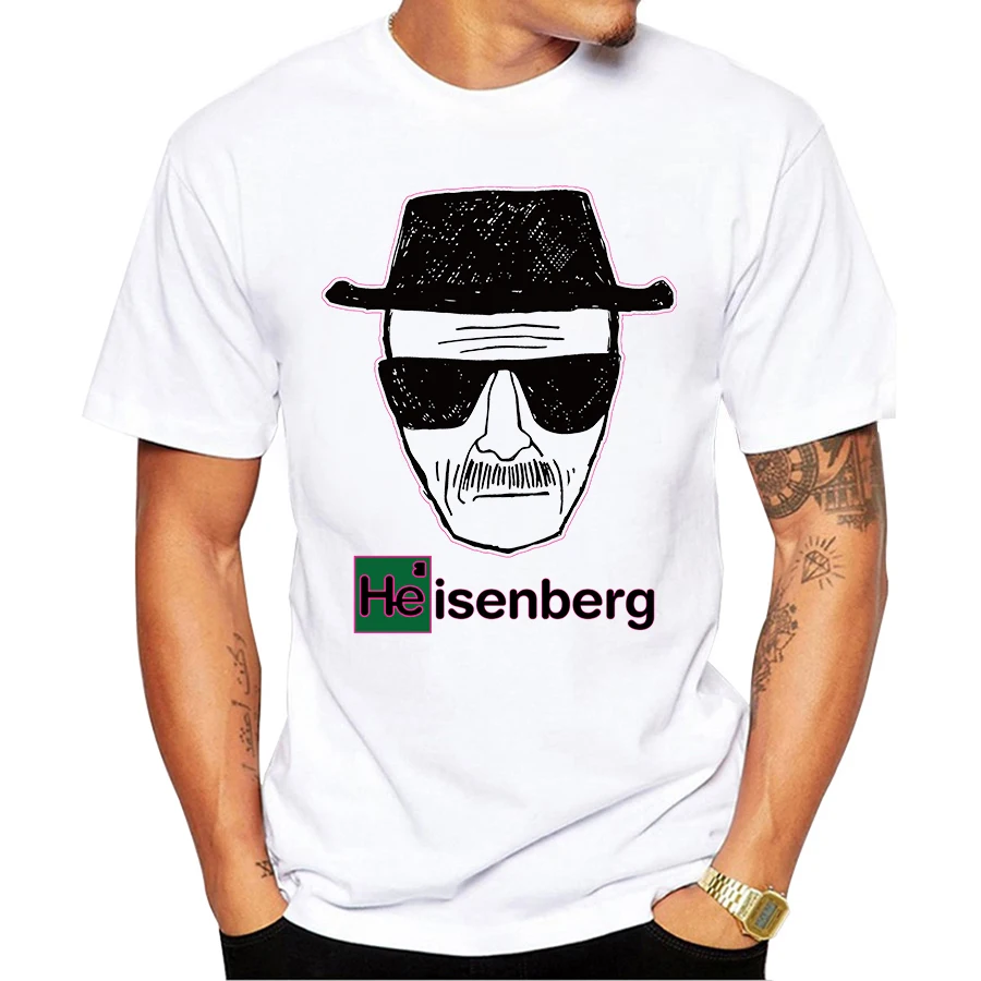 Мужская модная футболка с коротким рукавом Heisenberg Walt белая Повседневная хит