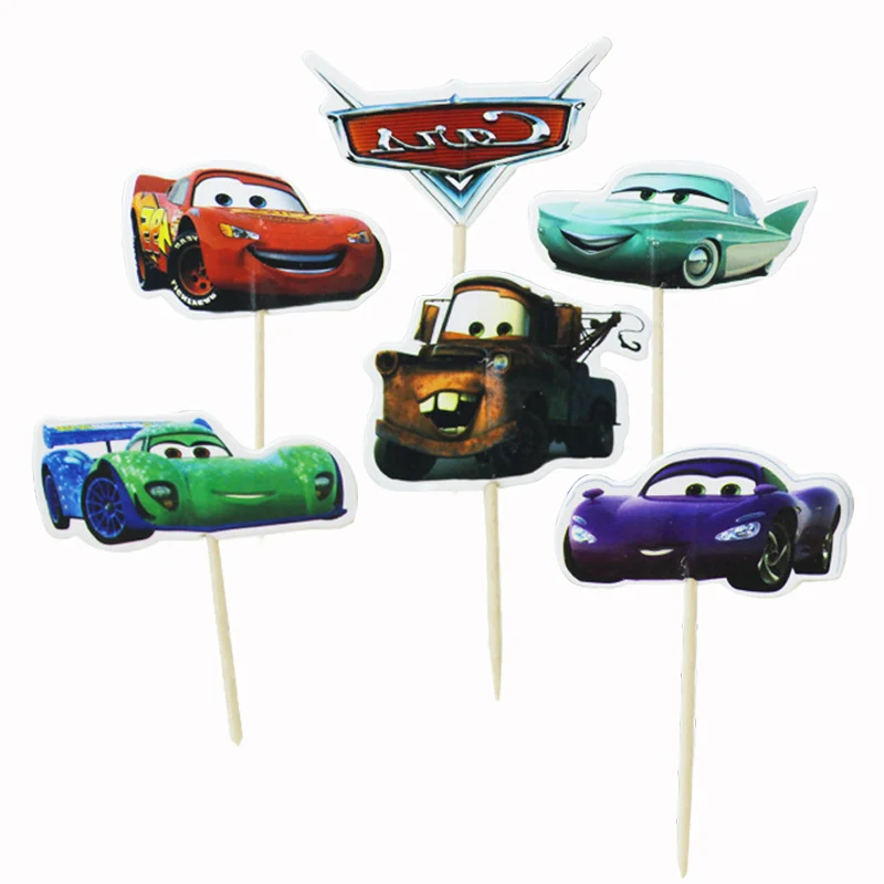 24 шт. disney Cool the Cars-PLEX Cupcake Toppers шпажки с флагами Беби Шауэр детский для именинного пирога украшения для вечеринок - Цвет: 7