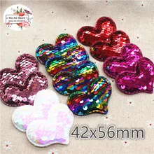 6CM Non-woven paillette heart patches glitter Felt Appliques for clothes Sewing Supplies DIY craft ornament trendy non stick diy ornament