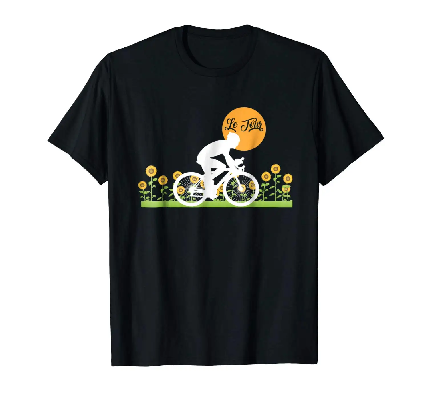Мужская хлопковая футболка с подсолнухами Tour France Приталенная надписью брендовая