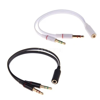 

200PCS Black Headphone Earphone Audio Cable Y Splitter Adapter 1 Female to 2 male Connected Cord to Laptop Connectors