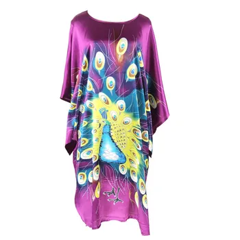 

Brand Purple Chinese Lady Summer Sexy Nightgown Silk Rayon Bath Robe Gown Loose Casual Home Dress Vintage Kimono Plus Size