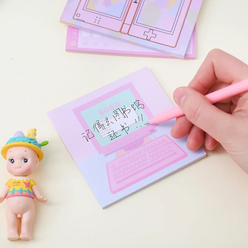 

6pcs Pink color sticky memo Cute Game over Fall in Love Palette planner diary sticker note gift Office School supplies F156