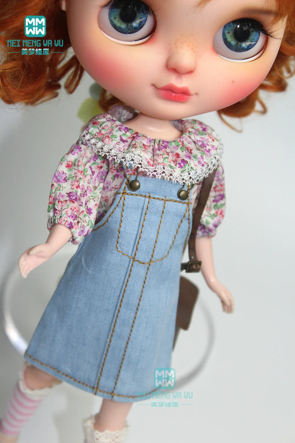 Одежда для куклы Blyth 1 шт. модное джинсовое платье на бретельках полосатые