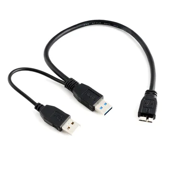 

USB 3.0 Dual Power Y Shape 2 X Type A to Micro B Super Speed Cable External Hard Drives Extension Wire Connector Q99 DJA