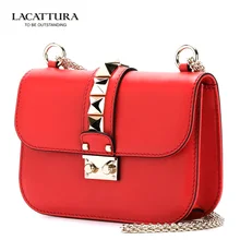 A1333 2017 mujeres famosas lacattura branks de lujo bolsas de maquillaje bolsos de cuero de la señora bolsa de bloqueo bolsas de mensajero del remache de las mujeres