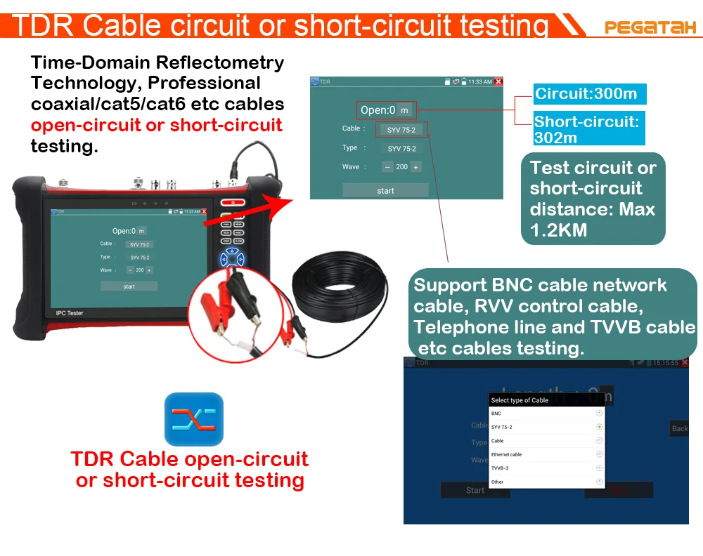 7 дюймов IP Камера тестер 8MP TVI CVI AHD SDI CVBS IP 6 в 1 CCTV система охранного видеонаблюдения монитор камера видеонаблюдения тестер HDMI TDR КПМ Tracer