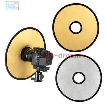

30cm 2 in 1 Golden & Silver Collapsible Light Round Photography Hollow Reflector for Studio Foto Photo Camera