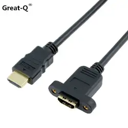 Большой Q позолоченный штекер кабеля HDMI 14 + 1 Медь мужчин и женщин удлинитель с резьбовыми отверстиями запираемый Панель крепление шнура