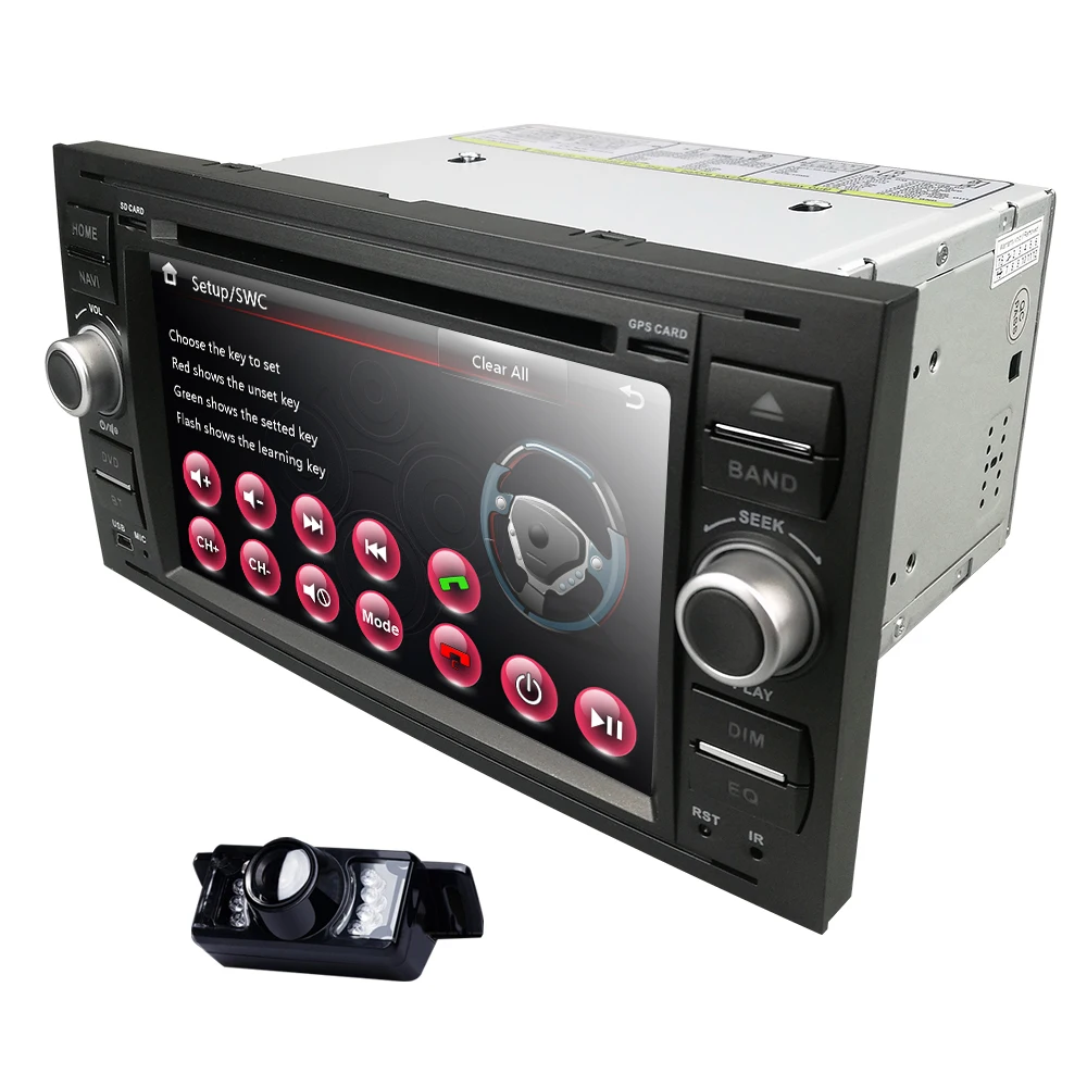 Discount 2 Din 7 inch Car DVD Player For Ford Focus 2 S-Max C-Max Mondeo 4 Galaxy Kuga GPS Multimedia Monitor RDS BT DVB-T Free camera 1