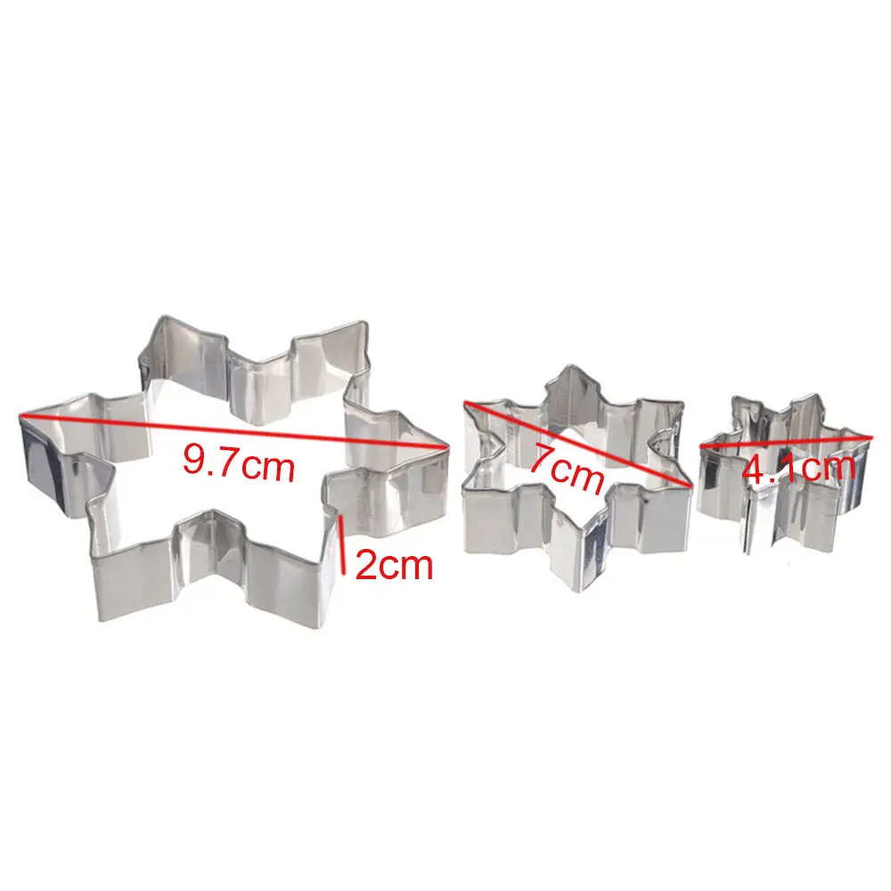 3 шт./лот в форме снежинок для нарезки печенья в виде Нержавеющая сталь снег форма формы для печенья набор для работы с мастикой «сделай сам» украшение торта прессформы