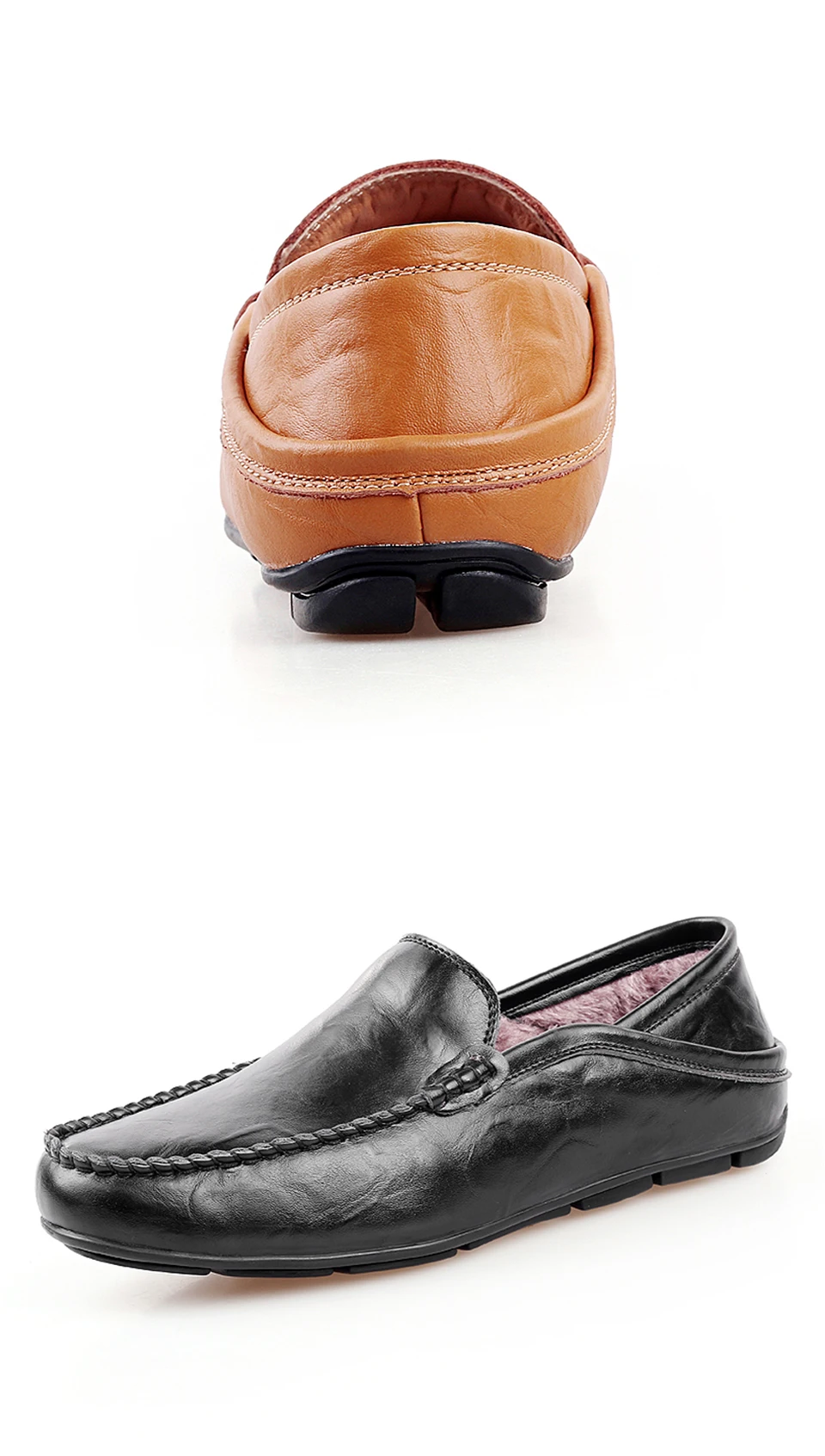 Лидер продаж; зимняя мужская обувь из натуральной кожи; повседневные мужские лоферы; мокасины; дышащая теплая обувь с мехом; плюшевая обувь для вождения