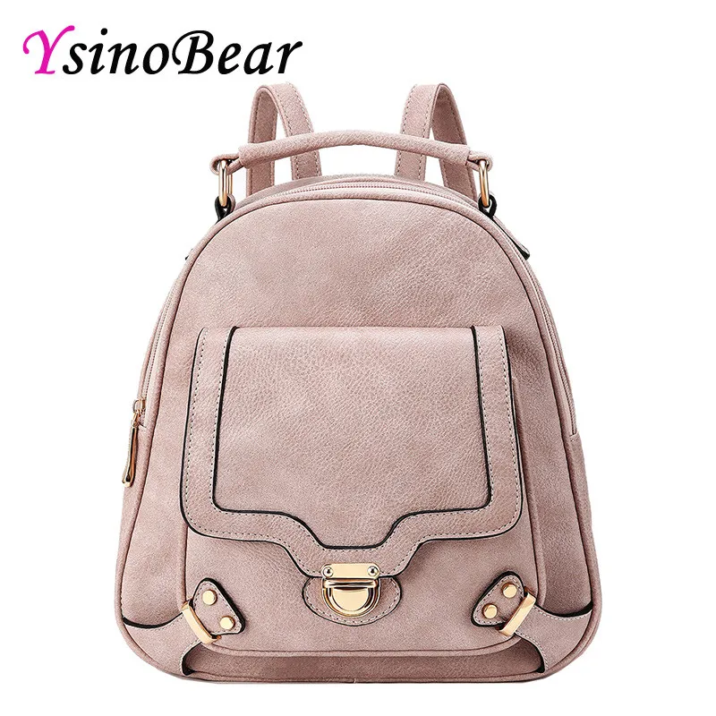 

YsinoBear Mini Backpack Women 2018 High Quality Pink Leather Women Back Pack for Teenage Girls Small Luxury Women's Shoulder Bag