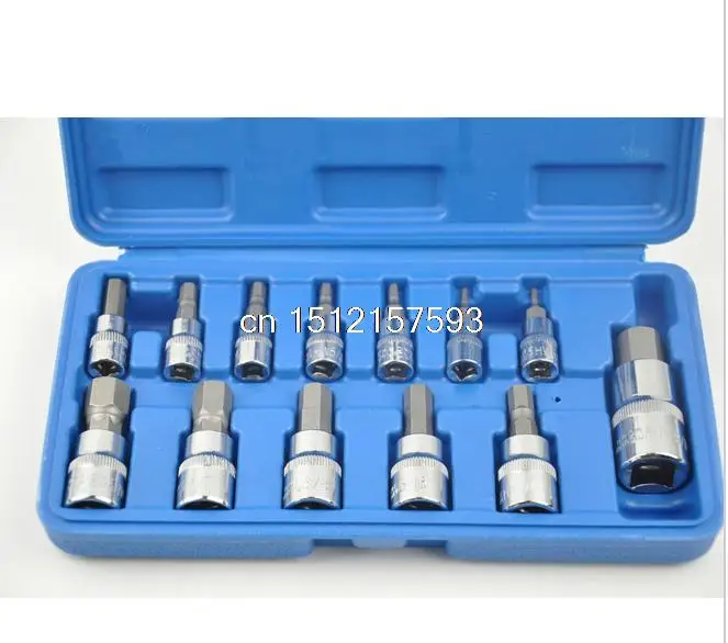 3/8" 1/4" 1/2"Heavy Duty 13PC DRIVE SAE ALLEN WRENCH HEX SOCKET BIT SET
