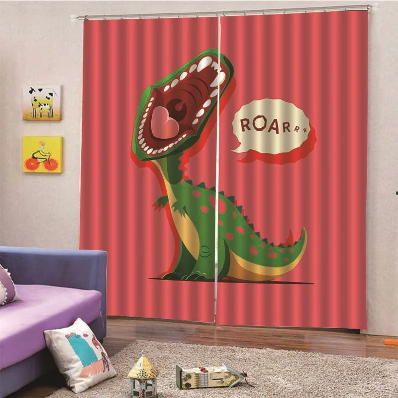 

3D Digital Print Dinosaur blackout Curtains For Living Room Modern Printed Organza Window Curtains bedroom Cortinas M13