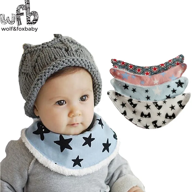 3pcs/lot bibs Cotton thickened Baby Boys Girls Saliva Towel cat handkerchief Infant scarf