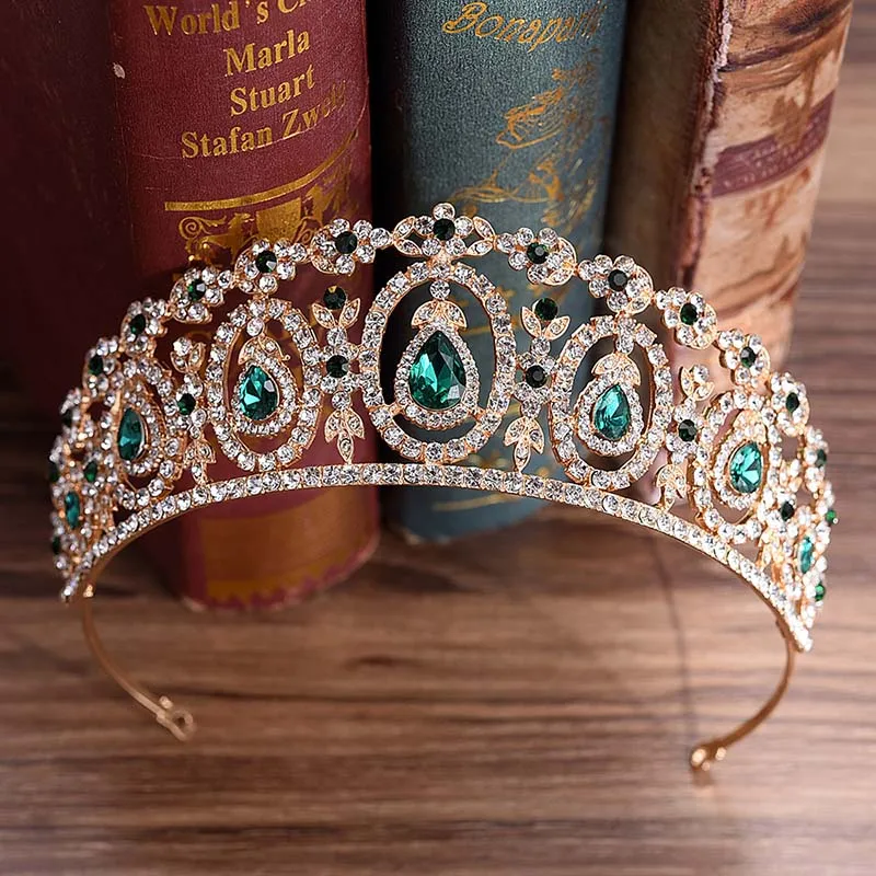 Vintage King Queen Diadema Princess Crown Tiaras Big Rhinestone Tiara