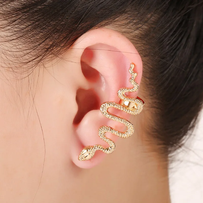 1 Piece Hot Women S Cool Snake Shaped Silver Color Gold Sided 1 Piece Hot Women S Cool Snake Shaped Silver Color Gold Sided Clip On No Pierced Ear Penntes Jewelry In Earrings From