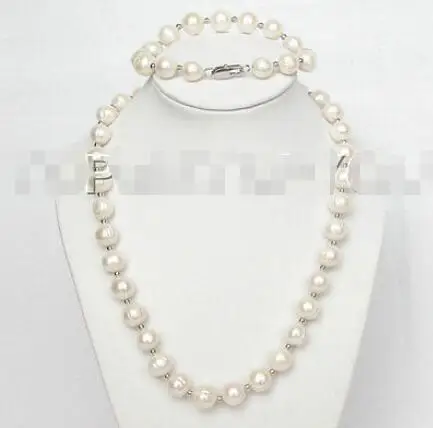 

Shipping >> new hot Beautiful white freshwater pearls necklace bracelet set E526