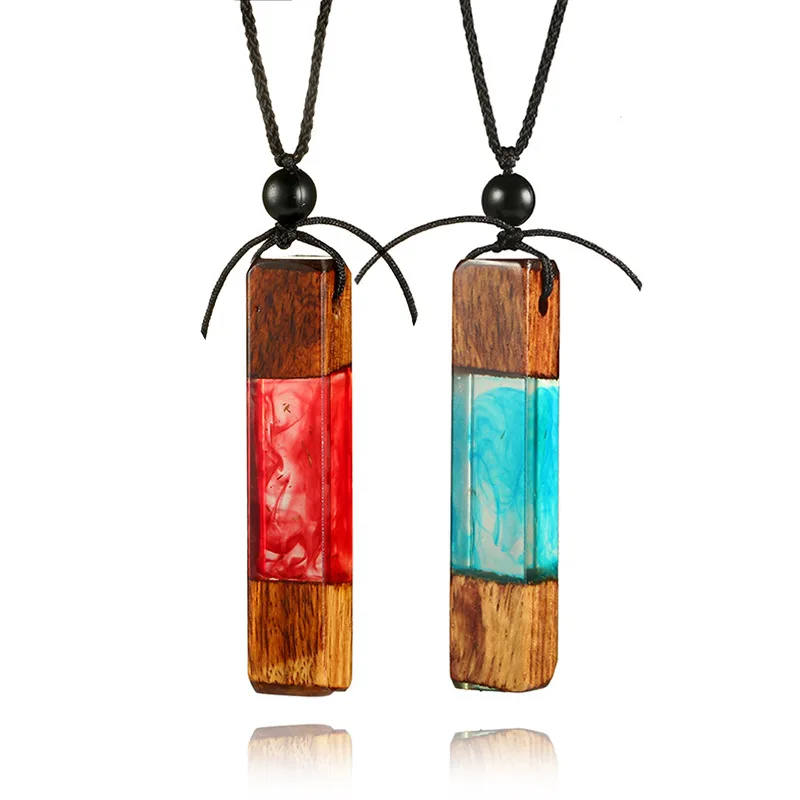 

2018 new Women Men Necklace Handmade Vintage Resin Wood Statement Necklaces & Pendants Long Rope Wooden Necklace Jewelry Gifts