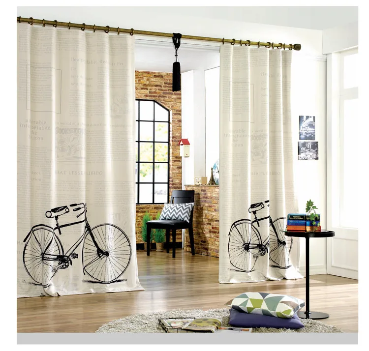 retro style news paper blackout curtains ready made cartoon curtains