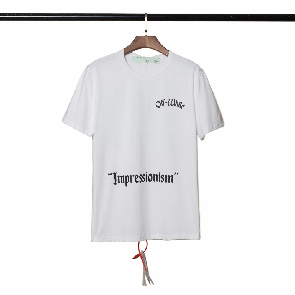 OFF-WHITE OW Street хип хоп письмо хлопок мужская футболка с коротким рукавом