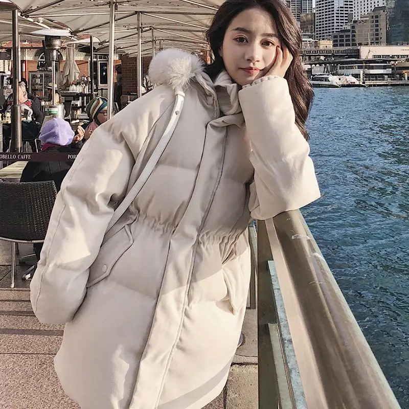 Manteau Col Neige Rembourré À Faux Capuchon ardoisé Lâche Épais De Femmes Survêtement Casual Fourrure Chaud 2018 Beige Hiver Veste Z233 Femelle Coton Parka Pta8q