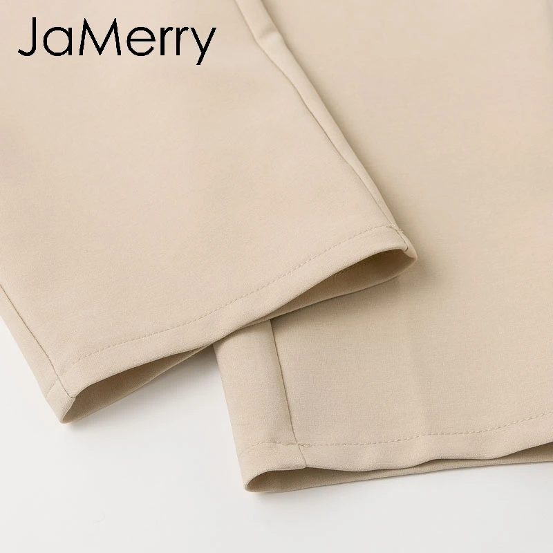 JaMerry, винтажные однотонные повседневные штаны-шаровары, женские брюки, высокая талия, для офиса, для девушек, Блейзер, брюки, свободные, длина по щиколотку, женские штаны