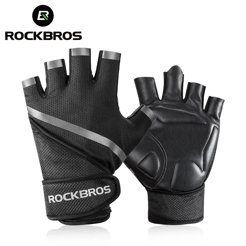 ROCKBORS رياضة قفازات لليدين المضادة للانزلاق تنفس الوزن رفع اللياقة البدنية قفازات الرياضة الجسم بناء نصف اصبع قفازات واقية