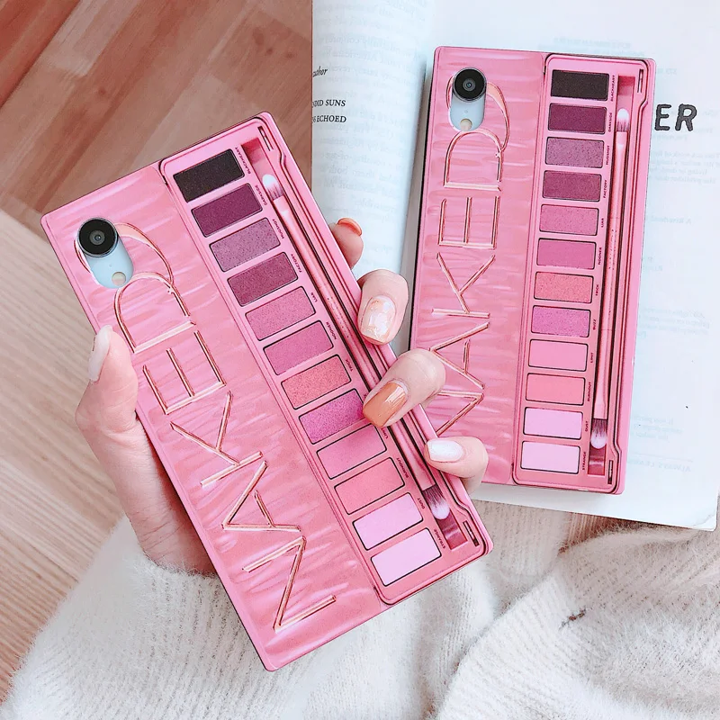 

For iPhone Xr Xs Max X Luxury Eye Shadow Pattern Soft Silicone Square Phone Case For iPhone 6 6s 7 8 Plus Fashion Girl Cover