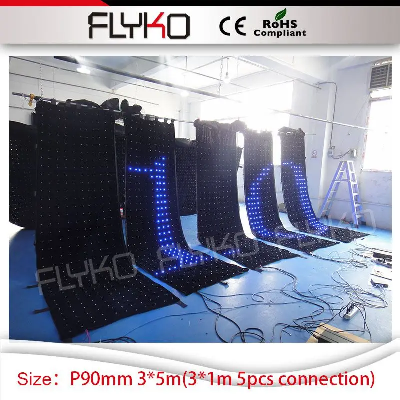 

no gap 5pieces 3x1m small led backdrop connection P90mm 10ft by 17ft concert show led curtain decoration