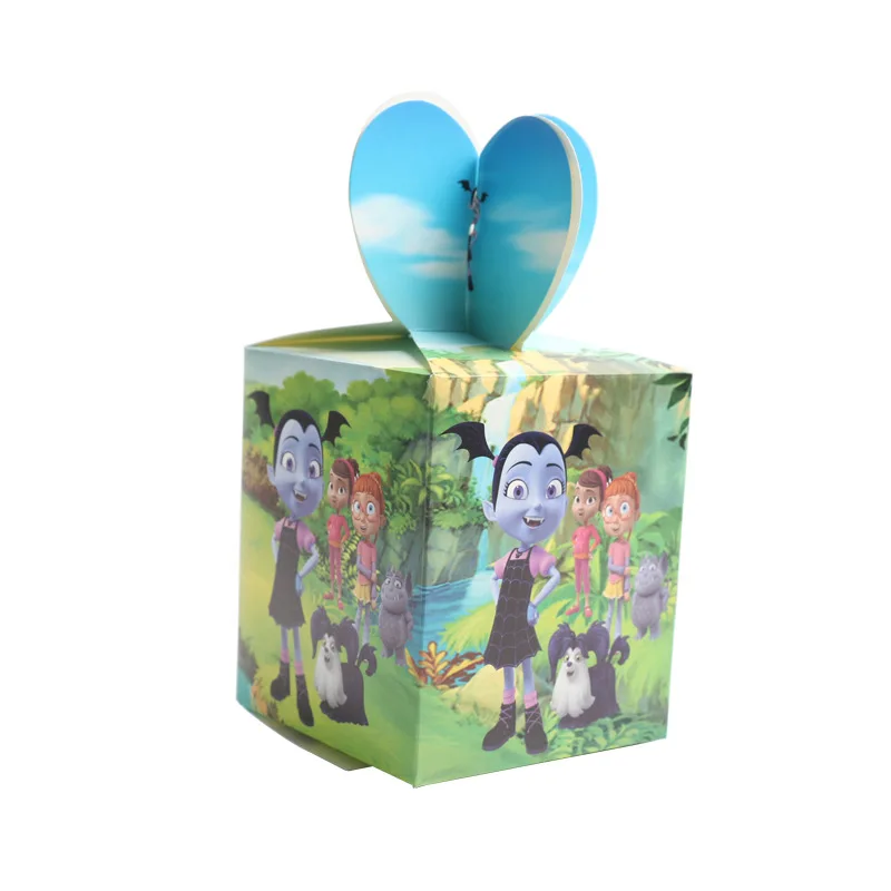 Вампир милая маленькая девочка одноразовая посуда набор бумажные чашки блюдце коробка конфет баннер День рождения Свадебные украшения вечерние принадлежности - Цвет: Candy box 6pcs