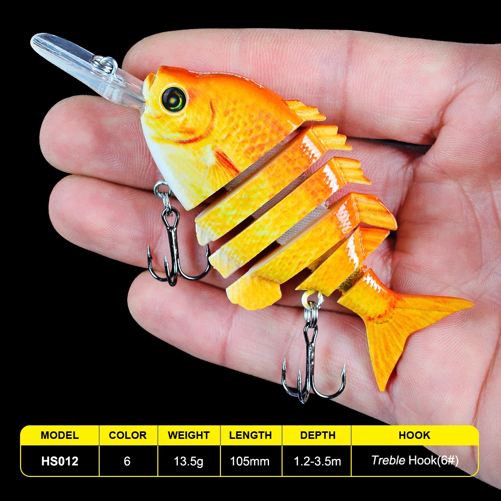 

Comdaba New Design 6 Sections Fishing lure 10cm-13.67g Swim Bait 8# Hook Fishing Tackle 14 color Fishing Bait 2018 Hot