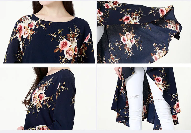 Irregular Style Muslim Tops Women Floral Islamic Dress Abaya Polyester Worship Service Ramadan Eid Mubarak Clothing Costumes