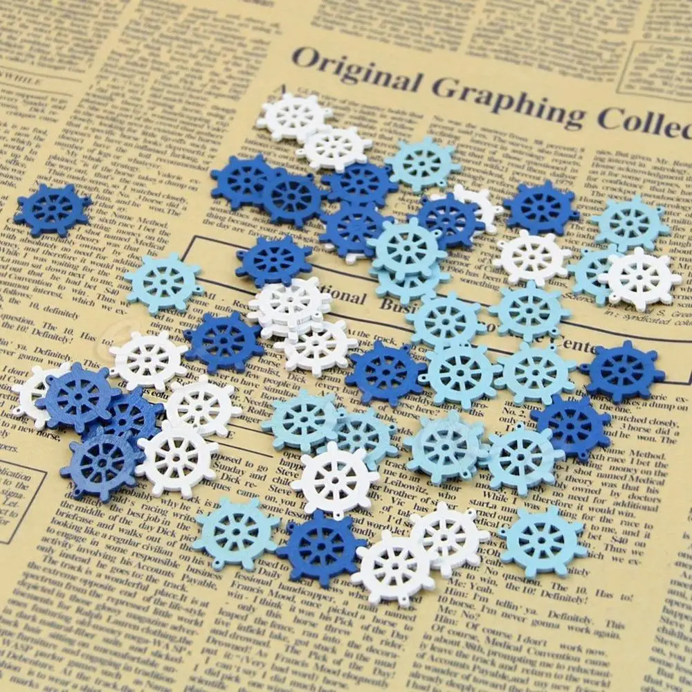 

50Pcs Wooden Mini Sea Rudder boat spear Scrapbooking Home Decorations