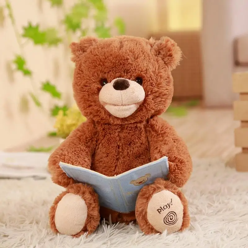 

1pc 30cm Peek a boo Story time cubs Bear lovely soft filling electric toys teddy bear Educational Interactive Kids birthday Gift