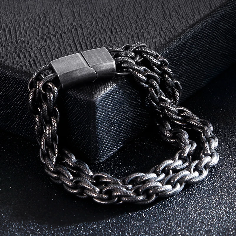 Fongten винтажный Шарм Викинг из нержавеющей стали черный большой волновой звено цепи мужские ювелирные изделия браслеты