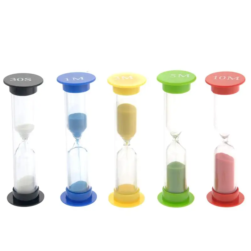 5pcs different time colorful sand glass hourglass sand timer clock
