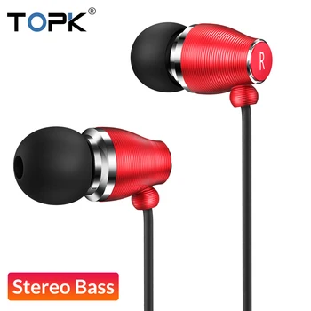 

TOPK F07 Stereo Bass Headset 3.5mm Jack in-ear Sports Wired Headset With Microphone For iPhone Samsung Computer Headset