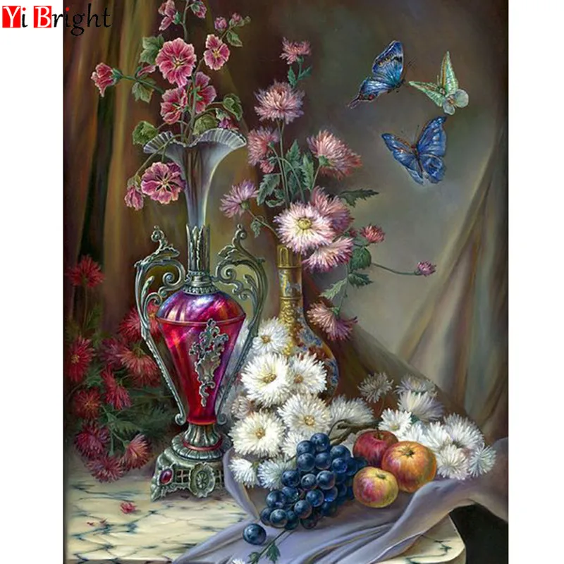 

5D DIY Full Square Diamond Painting Cross Stitch flower vase 3D Diamond Embroidery Rhinestone Mosaic Home Decoration XY1
