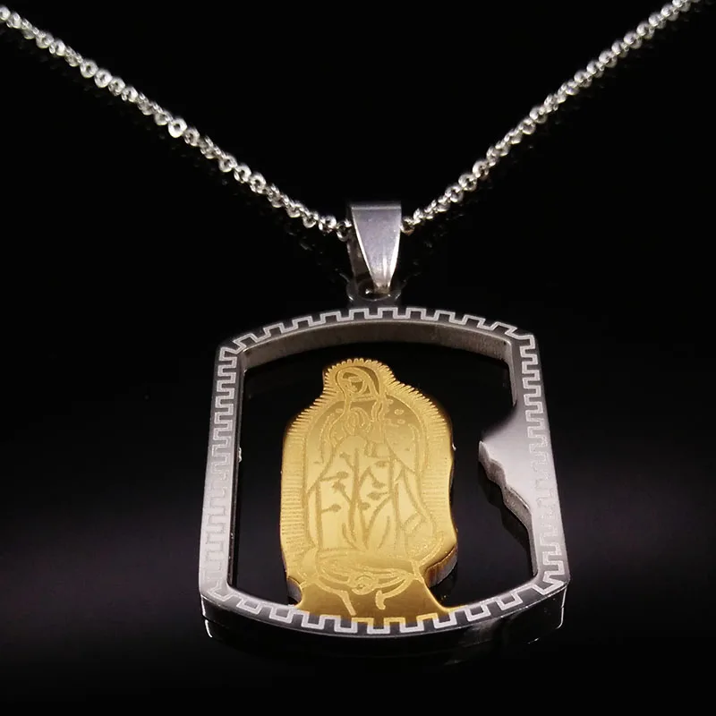 Хип-хоп пресвязанная Дева Мария золотого цвета ожерелье s для мужчин большое ожерелье из нержавеющей стали мужские ювелирные изделия для мальчиков 16012635B - Окраска металла: C Mix 50cmO