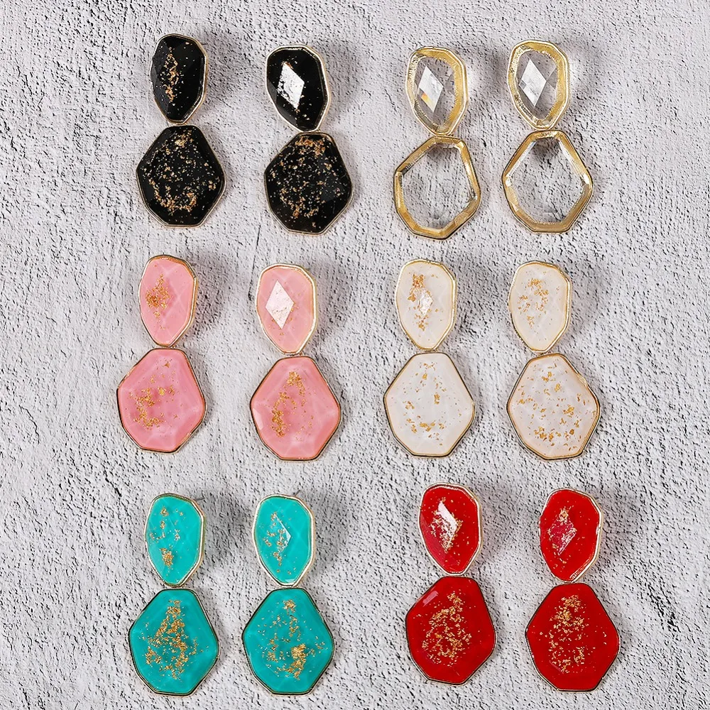 

Miwens 2019 New Colorful Resin Geometric Irregular Metal Big Drop Dangle Earrings Women Trendy Party Statement Jewelry Punk A612