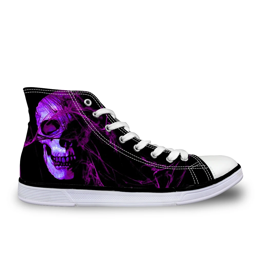 

FORUDESIGNS Cool Skull Printing Women Sneakers Autumn Flats High Top Ladies Vulcanize Canvas Shoes for Female Zapatos Mujer