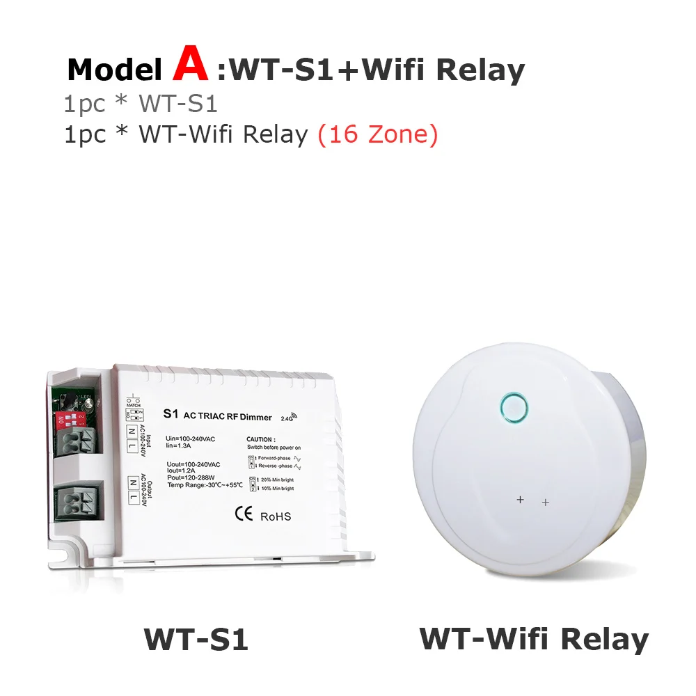 Triac светодиодный диммер 220 В с закругленным краем и затемнением RF 2,4G беспроводной пульт дистанционного управления Smart Wifi AC 230 в 110 В светодиодный светильник переключатель-регулятор яркости лампы - Цвет: Model A