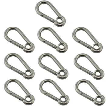 

Stainless Eyelet Snap Hook Spring Carabiner 4*40mm Stainless Steel SS304/316 Climbing Spring Carabiner Snap Hooks with 10pcs