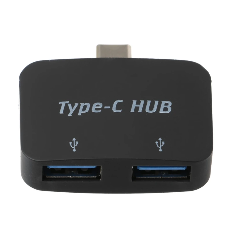 Type C на 2 порта USB 2,0 концентратор адаптер для MacBook Chromebook S8 S9 Note8 Xiaomi 6 - Цвет: Черный