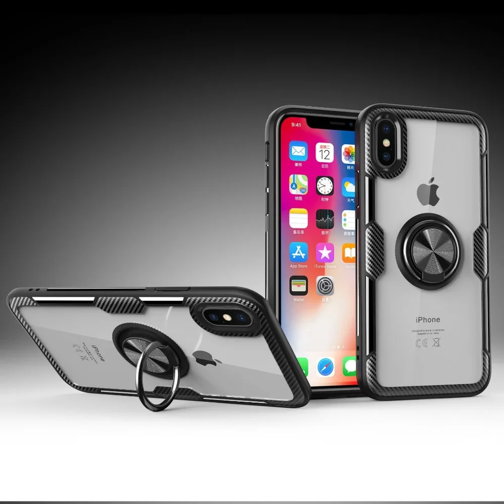 Чехол для iPhone 11 Pro Max прозрачный Магнитный чехол-подставка с кольцом X Xr XS 6 6S 7 8 Plus |